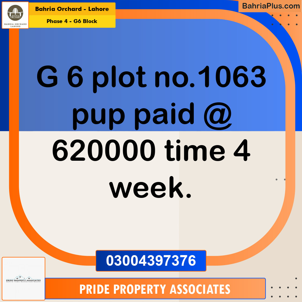 Residential Plot for Sale in Phase 4 - G6 Block -  Bahria Orchard, Lahore - (BP-193808)