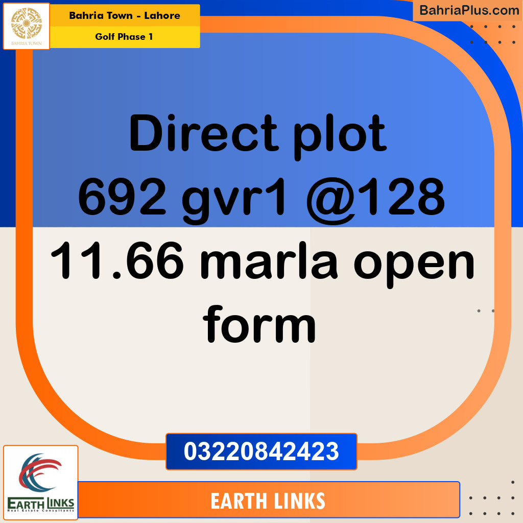Residential Plot for Sale in Golf Phase 1 - Bahria Town, Lahore - (BP-193822)