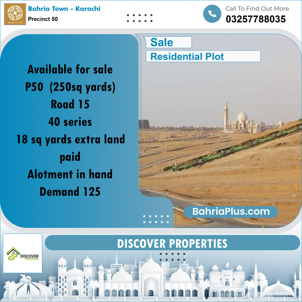 Residential Plot for Sale in Precinct 50 -  Bahria Town, Karachi - (BP-193831)