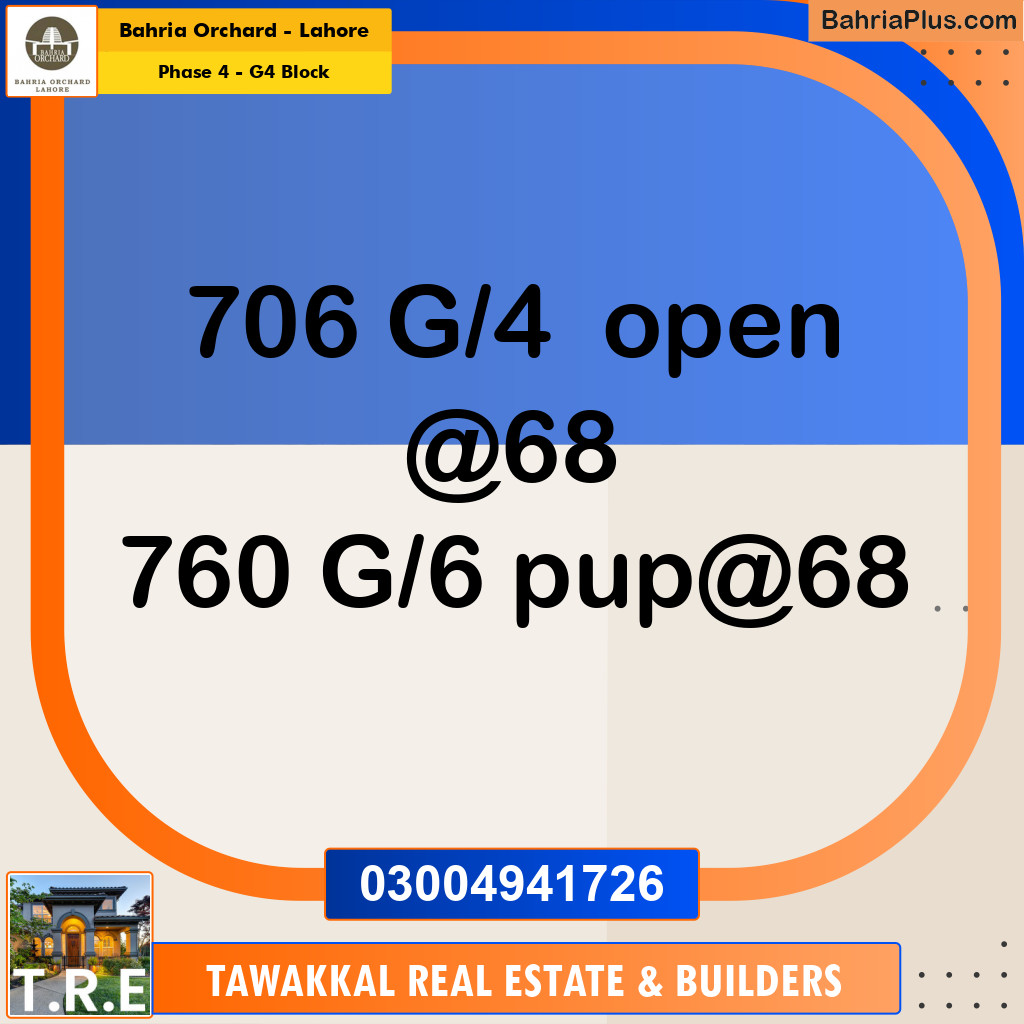 Residential Plot for Sale in Phase 4 - G4 Block - Bahria Orchard, Lahore - (BP-193838)