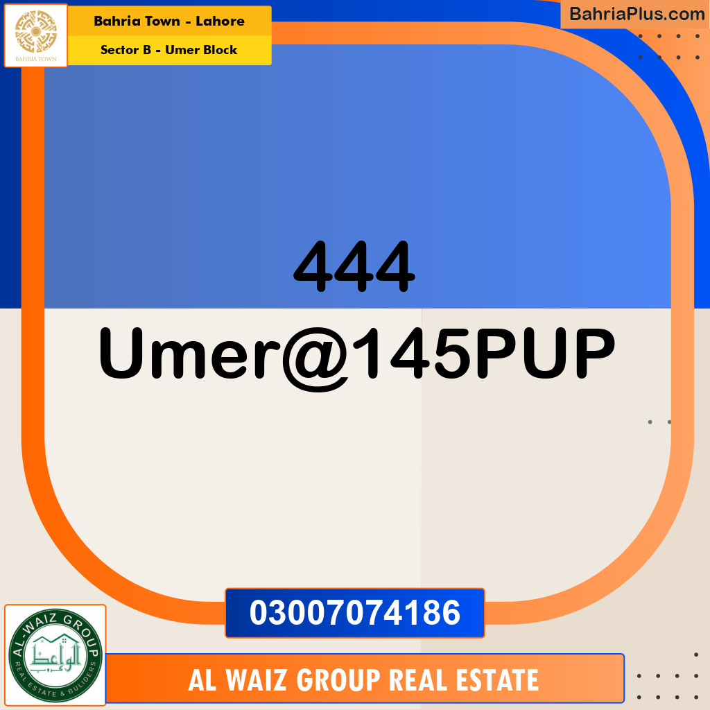 Residential Plot for Sale in Sector B - Umer Block -  Bahria Town, Lahore - (BP-193879)
