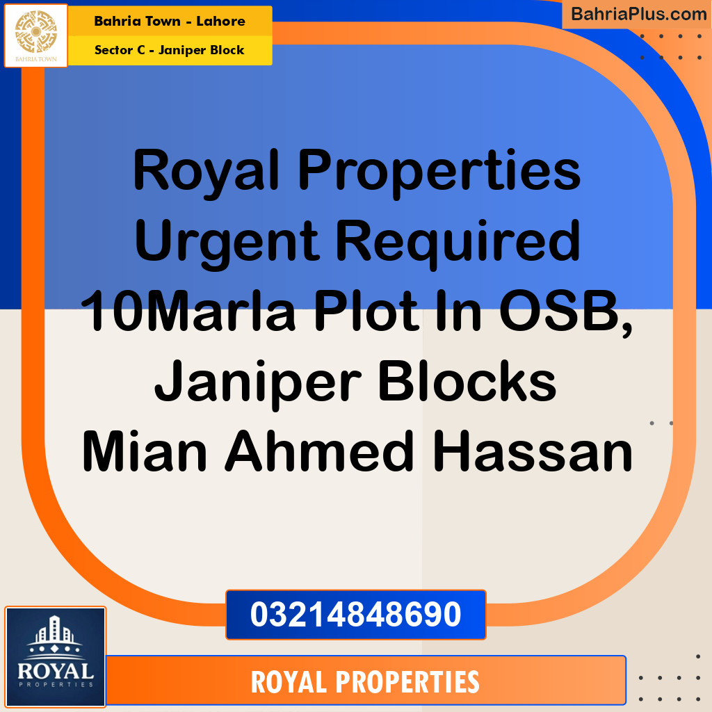 Residential Plot for Sale in Sector C - Janiper Block -  Bahria Town, Lahore - (BP-193884)
