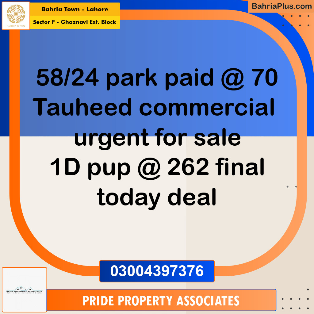 Residential Plot for Sale in Sector F - Ghaznavi Ext. Block -  Bahria Town, Lahore - (BP-193885)