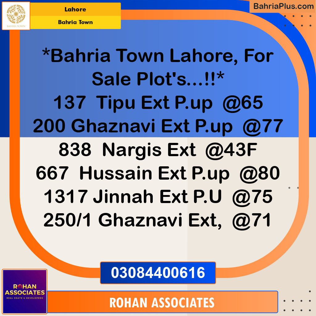 Residential Plot for Sale in Bahria Town, Lahore - (BP-193895)
