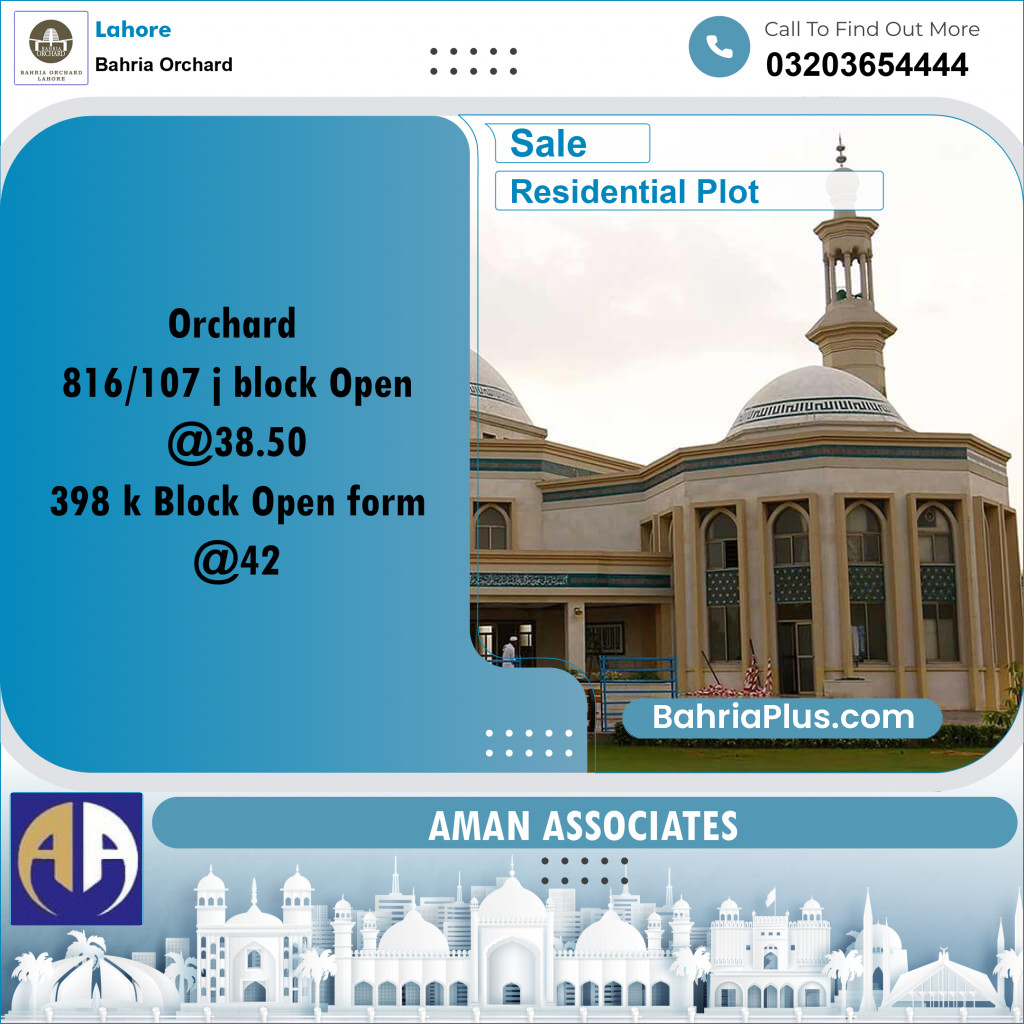 Residential Plot for Sale in Bahria Orchard, Lahore - (BP-193916)