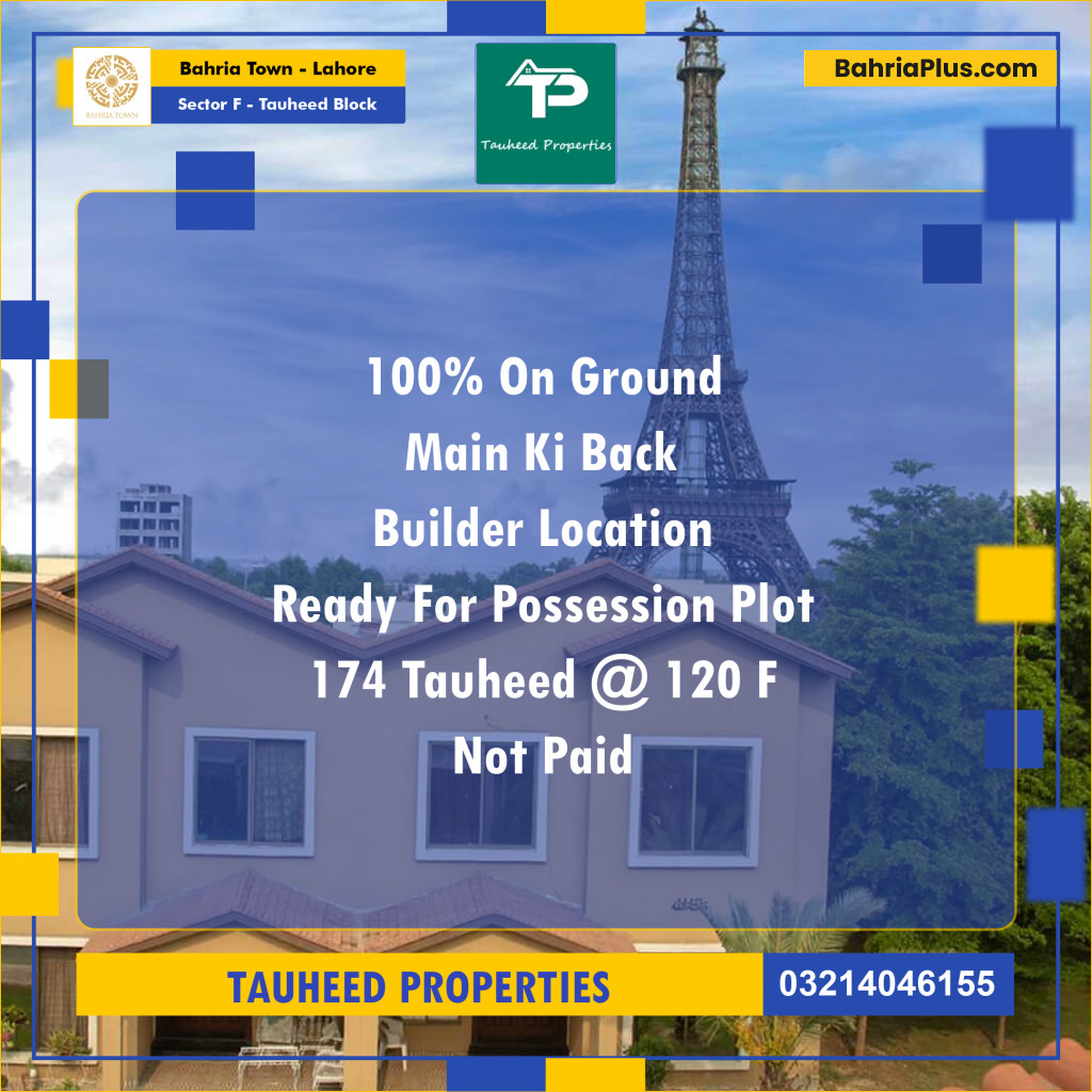 Residential Plot for Sale in Sector F - Tauheed Block -  Bahria Town, Lahore - (BP-193928)