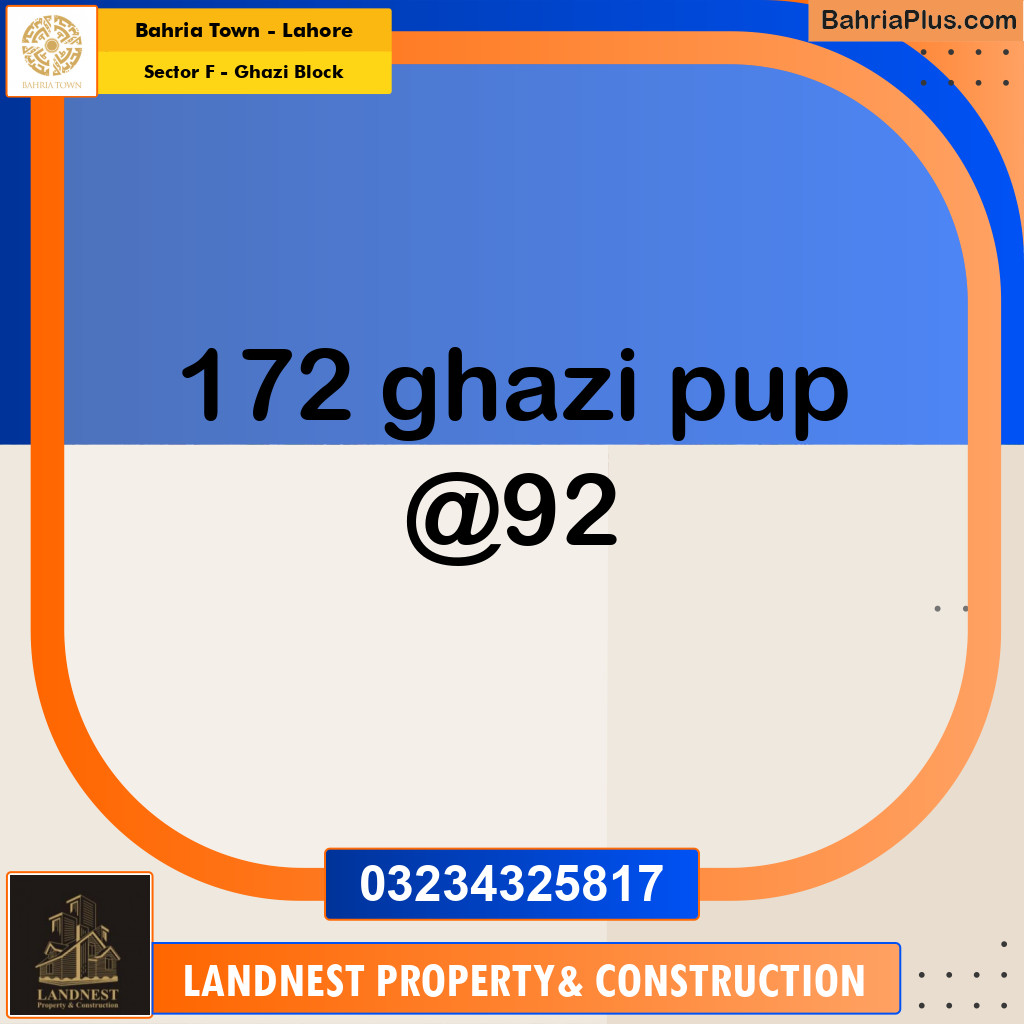 Residential Plot for Sale in Sector F - Ghazi Block - Bahria Town, Lahore - (BP-193935)
