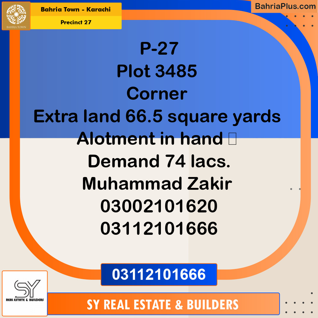 Residential Plot for Sale in Precinct 27 -  Bahria Town, Karachi - (BP-193940)