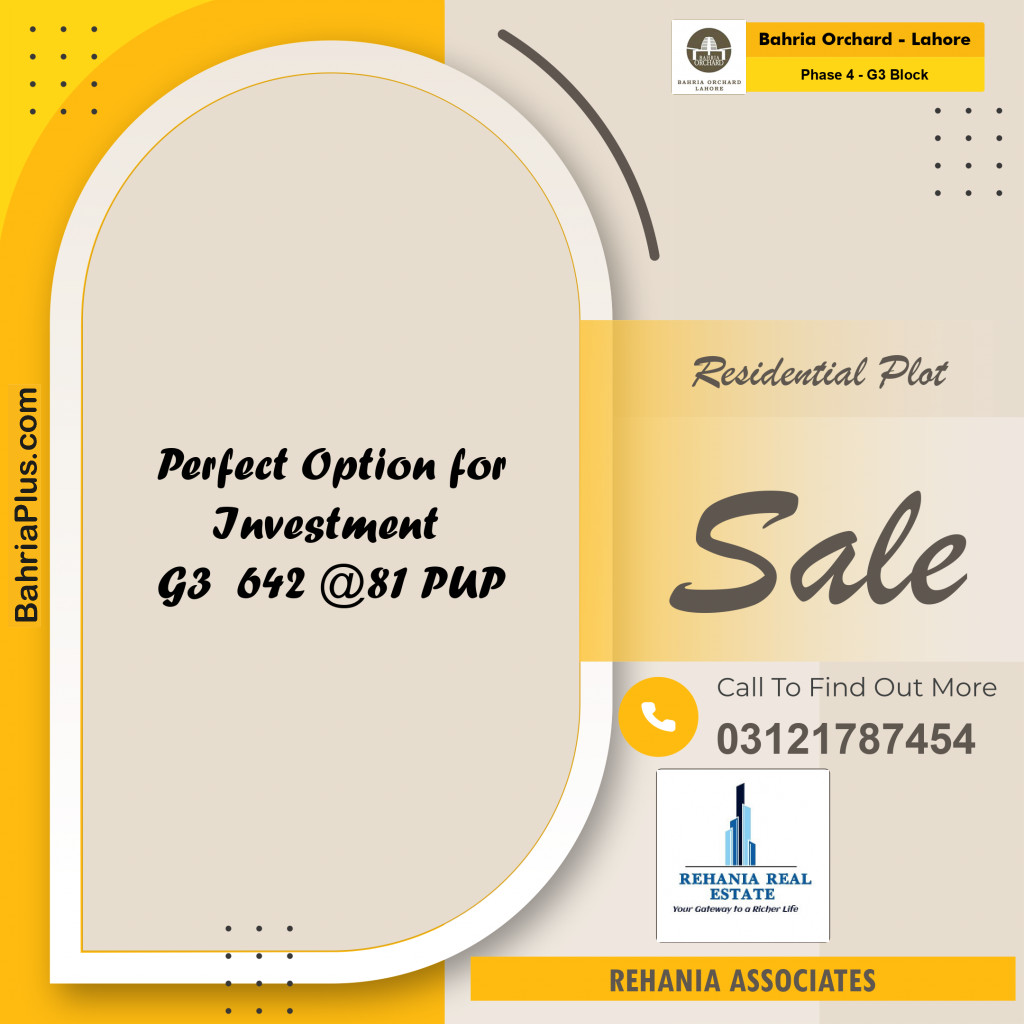 Residential Plot for Sale in Phase 4 - G3 Block -  Bahria Orchard, Lahore - (BP-193979)