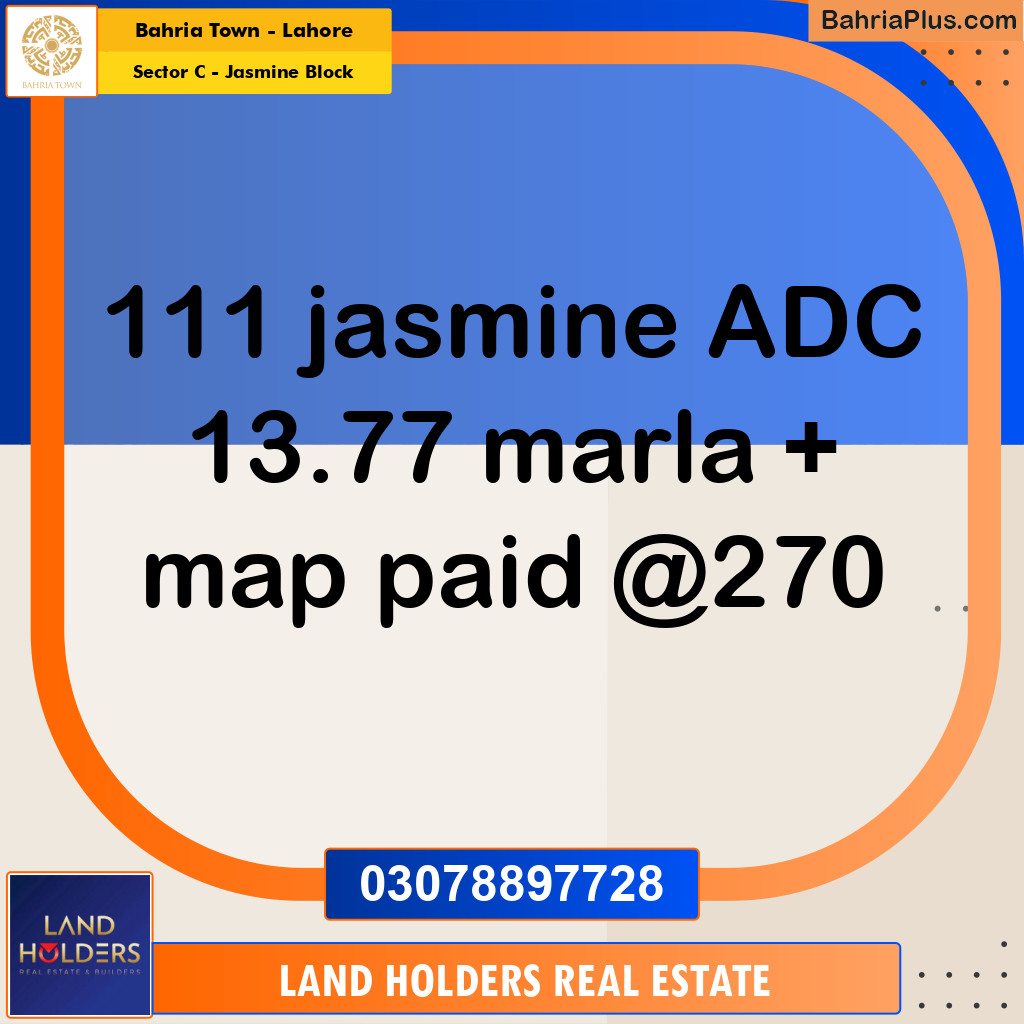 Residential Plot for Sale in Sector C - Jasmine Block -  Bahria Town, Lahore - (BP-193980)