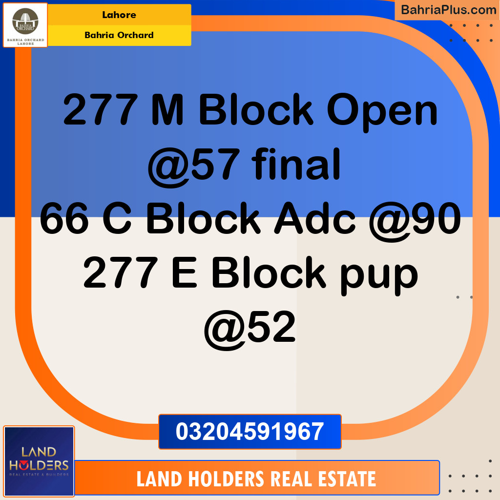 Residential Plot for Sale in Bahria Orchard, Lahore - (BP-193988)