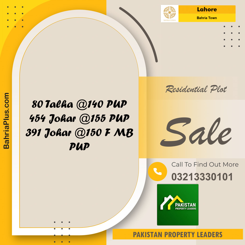 Residential Plot for Sale in Bahria Town, Lahore - (BP-194017)