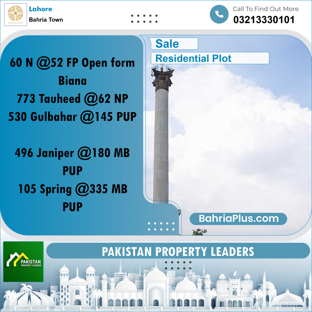 Residential Plot for Sale in Bahria Town, Lahore - (BP-194047)