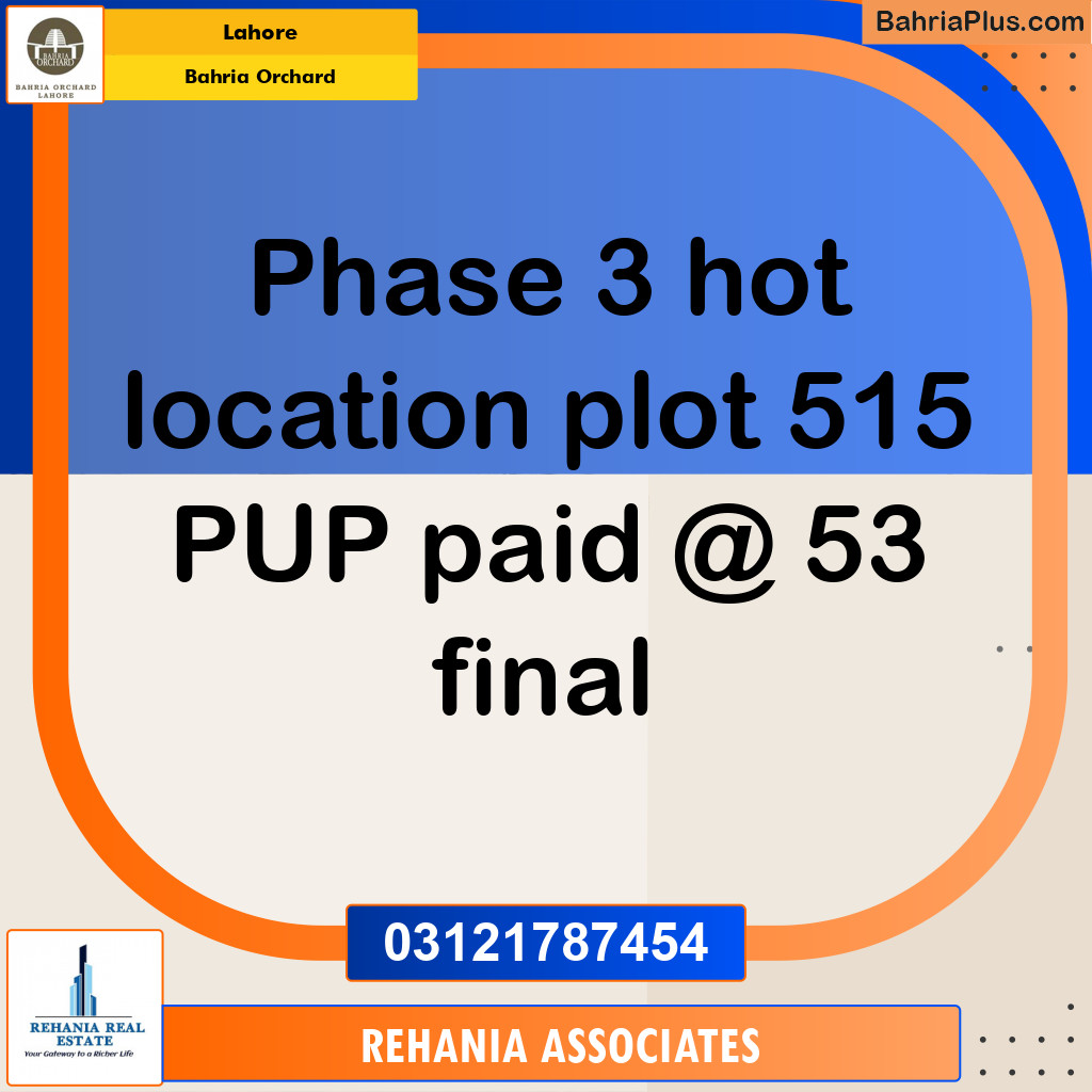 Residential Plot for Sale in Bahria Orchard, Lahore - (BP-194056)