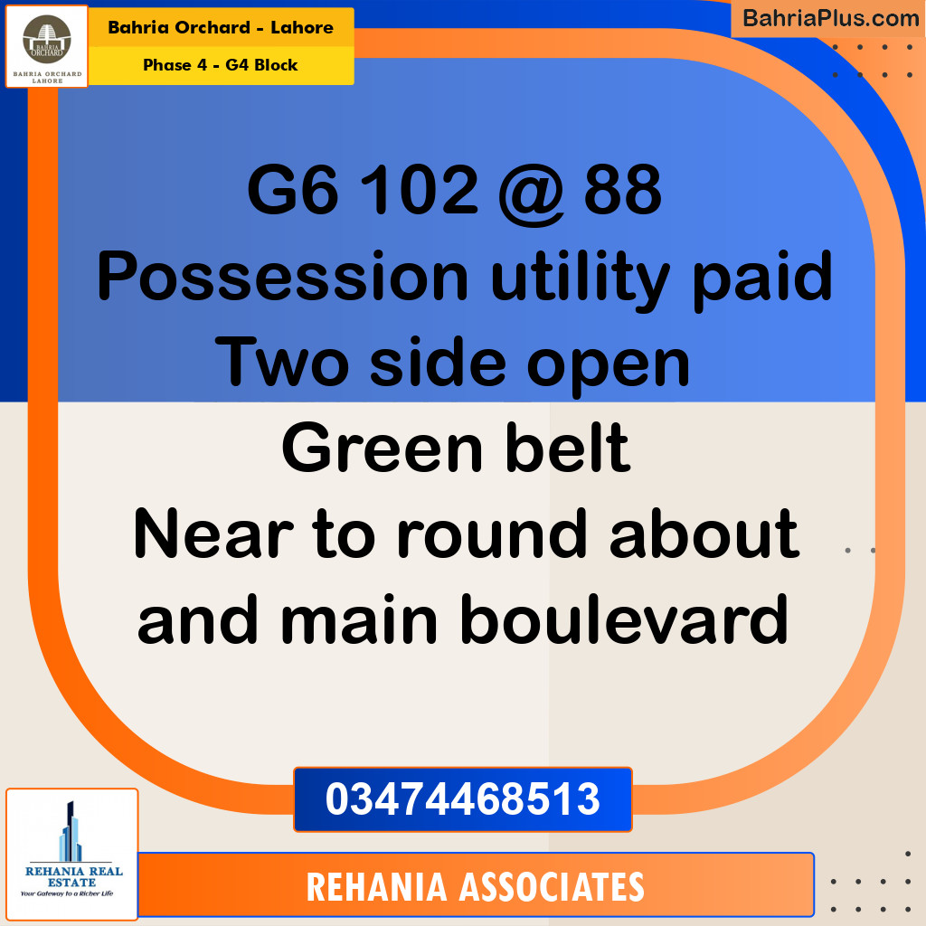 Residential Plot for Sale in Phase 4 - G4 Block - Bahria Orchard, Lahore - (BP-194058)