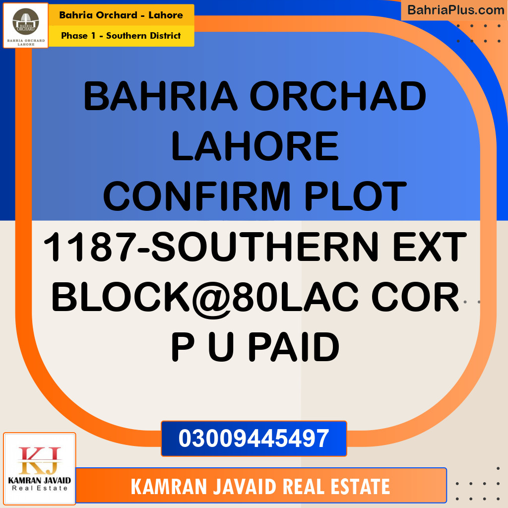 Residential Plot for Sale in Phase 1 - Southern District - Bahria Orchard, Lahore - (BP-194085)