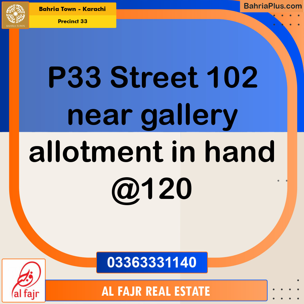 Residential Plot for Sale in Precinct 33 -  Bahria Town, Karachi - (BP-194093)