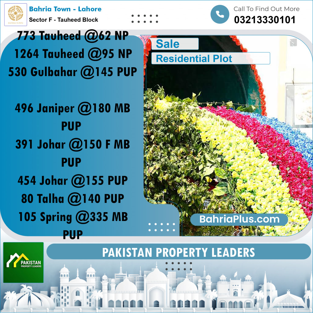 Residential Plot for Sale in Sector F - Tauheed Block -  Bahria Town, Lahore - (BP-194131)