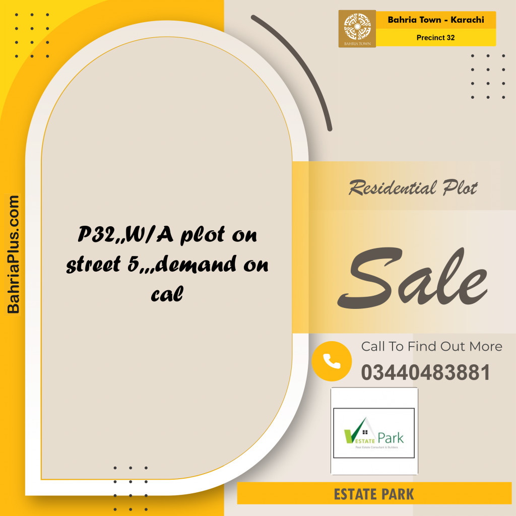 250 Sq. Yards Residential Plot for Sale in Precinct 32 -  Bahria Town, Karachi - (BP-194136)