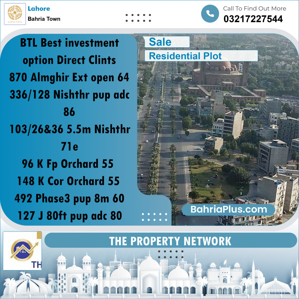 Residential Plot for Sale in Bahria Town, Lahore - (BP-194170)