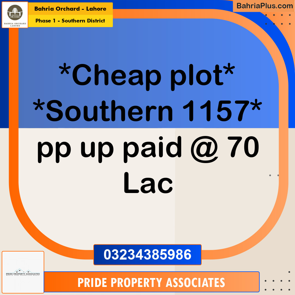 Residential Plot for Sale in Phase 1 - Southern District -  Bahria Orchard, Lahore - (BP-194178)