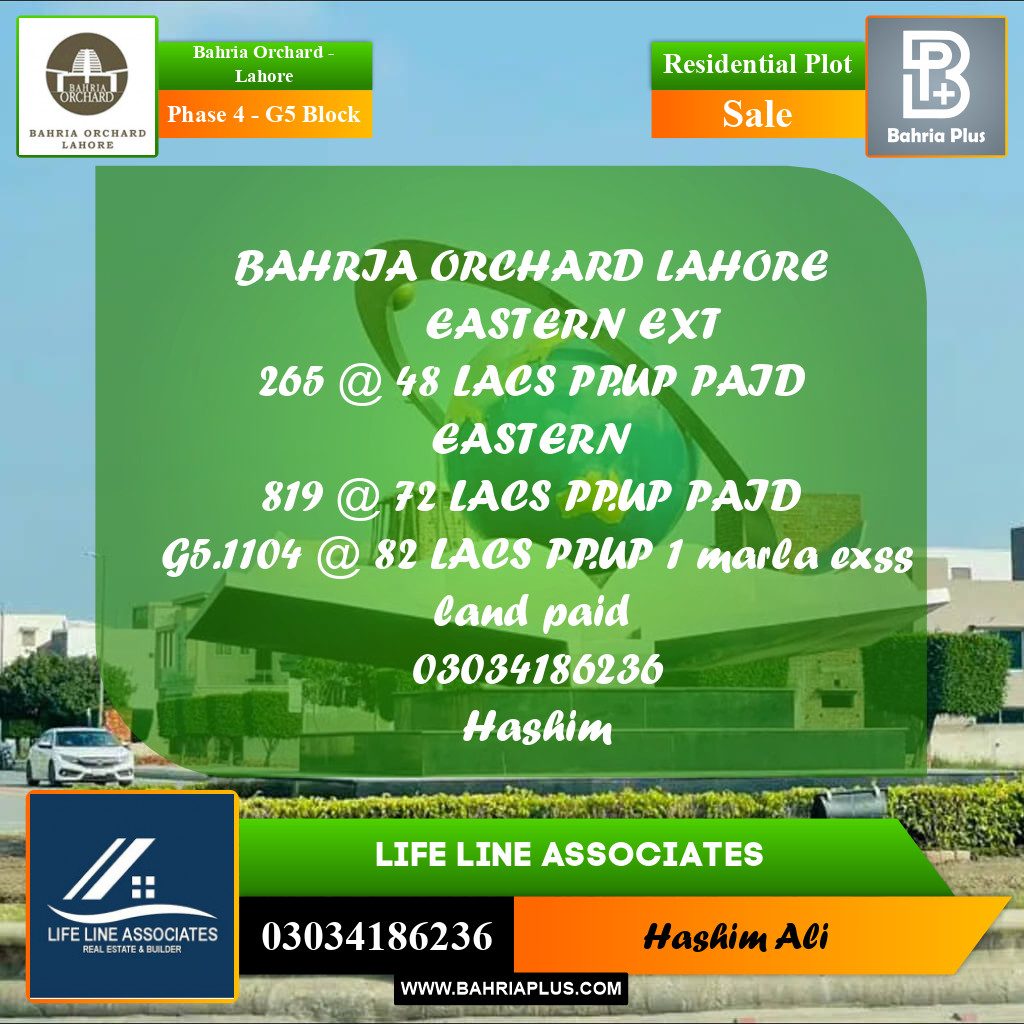 Residential Plot for Sale in Phase 4 - G5 Block -  Bahria Orchard, Lahore - (BP-194179)
