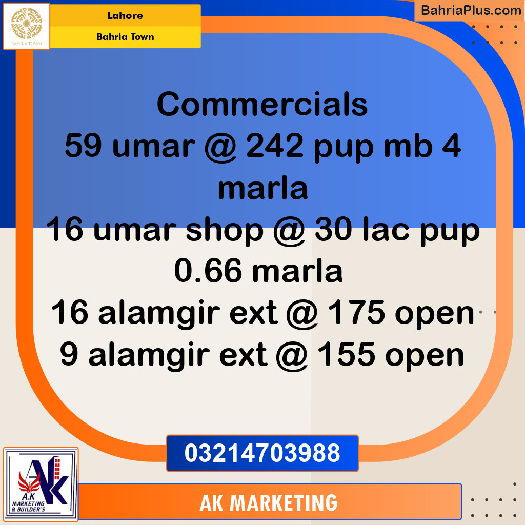 Commercial Plot for Sale in Bahria Town, Lahore - (BP-194198)