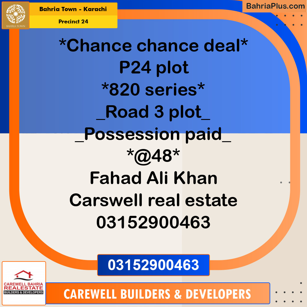 125 Sq. Yards Residential Plot for Sale in Precinct 24 -  Bahria Town, Karachi - (BP-194204)