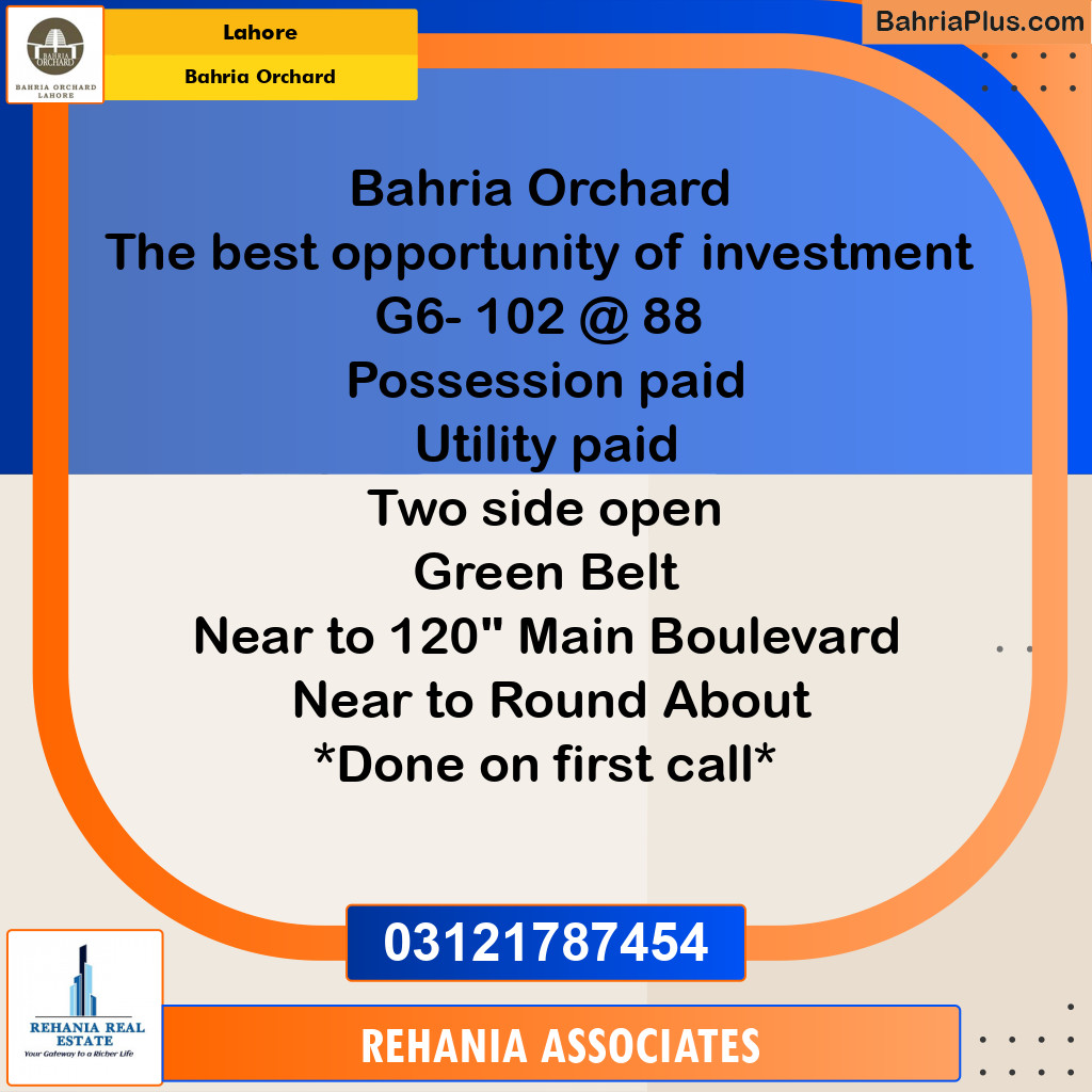 Residential Plot for Sale in Bahria Orchard, Lahore - (BP-194256)