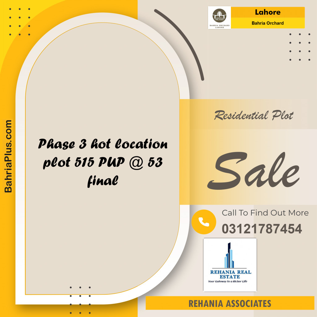 Residential Plot for Sale in Bahria Orchard, Lahore - (BP-194258)