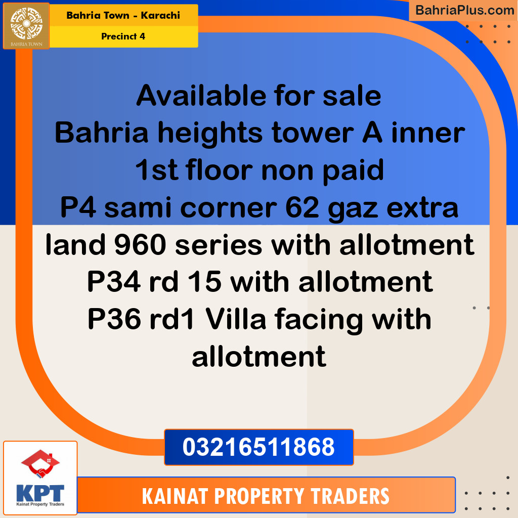 500 Sq. Yards Residential Plot for Sale in Precinct 4 - Bahria Town, Karachi - (BP-194269)