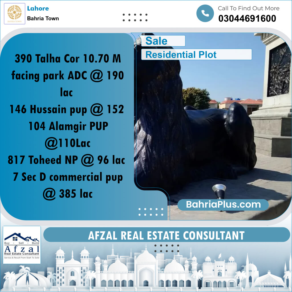 Residential Plot for Sale in Bahria Town, Lahore - (BP-194281)