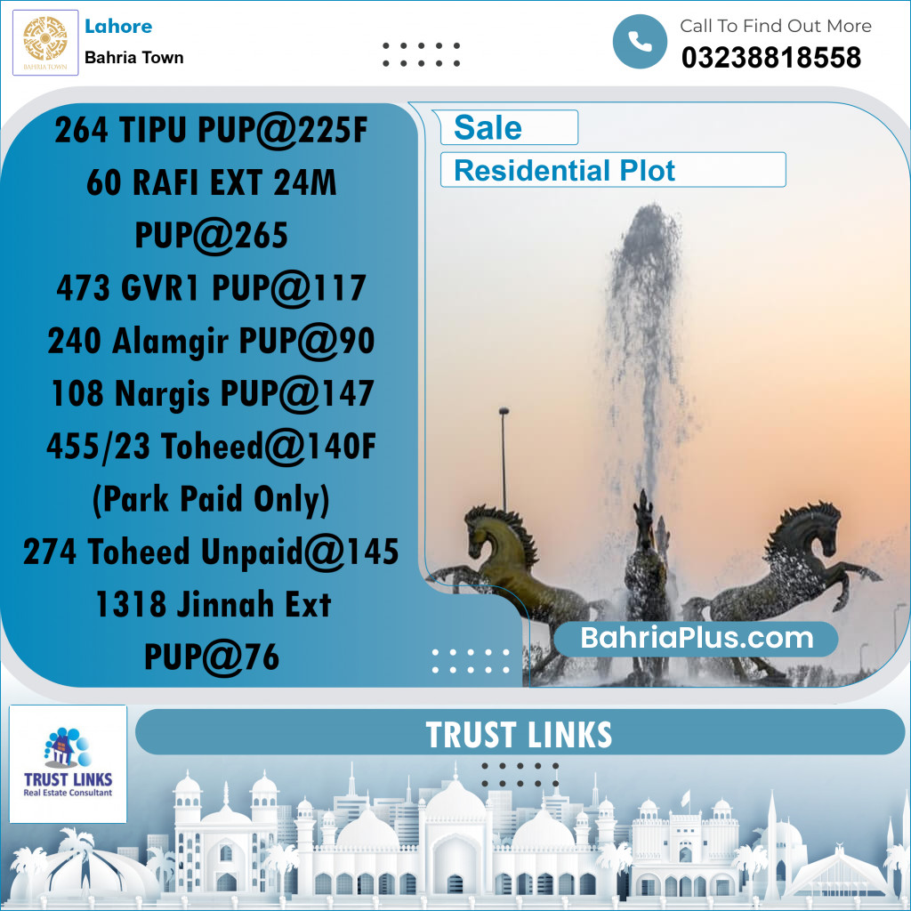 Residential Plot for Sale in Bahria Town, Lahore - (BP-194282)