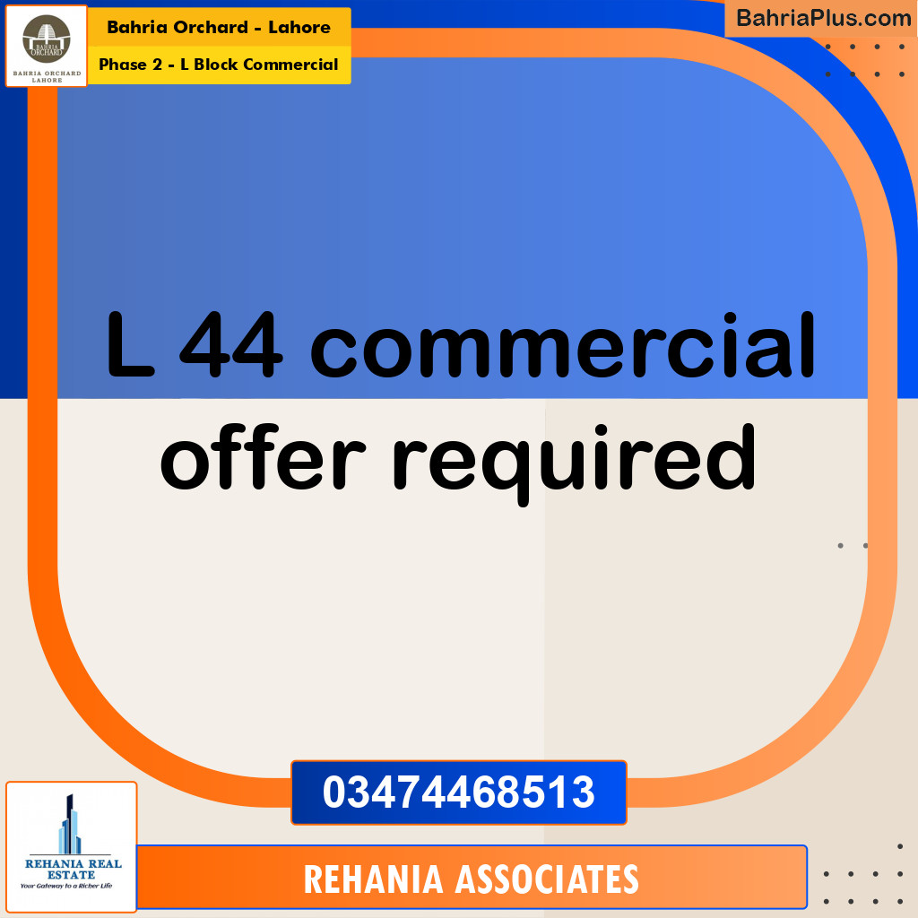 Commercial Plot for Sale in Phase 2 - L Block Commercial -  Bahria Orchard, Lahore - (BP-194298)