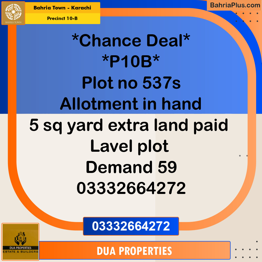 125 Sq. Yards Residential Plot for Sale in Precinct 10-B -  Bahria Town, Karachi - (BP-194314)