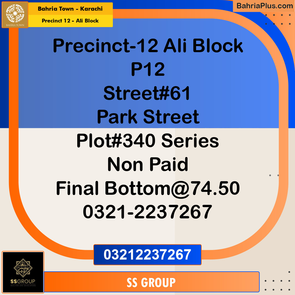 125 Sq. Yards Residential Plot for Sale in Precinct 12 - Ali Block - Bahria Town, Karachi - (BP-194327)