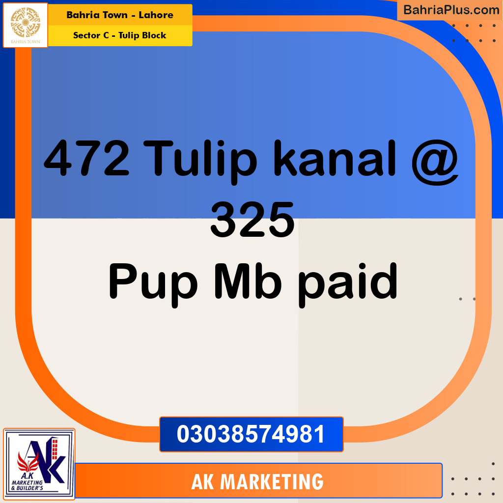 Residential Plot for Sale in Sector C - Tulip Block -  Bahria Town, Lahore - (BP-194335)