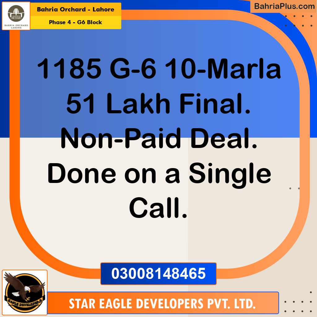 Residential Plot for Sale in Phase 4 - G6 Block -  Bahria Orchard, Lahore - (BP-194337)