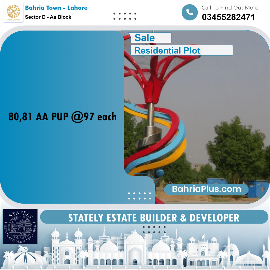 Residential Plot for Sale in Sector D - AA Block -  Bahria Town, Lahore - (BP-194340)