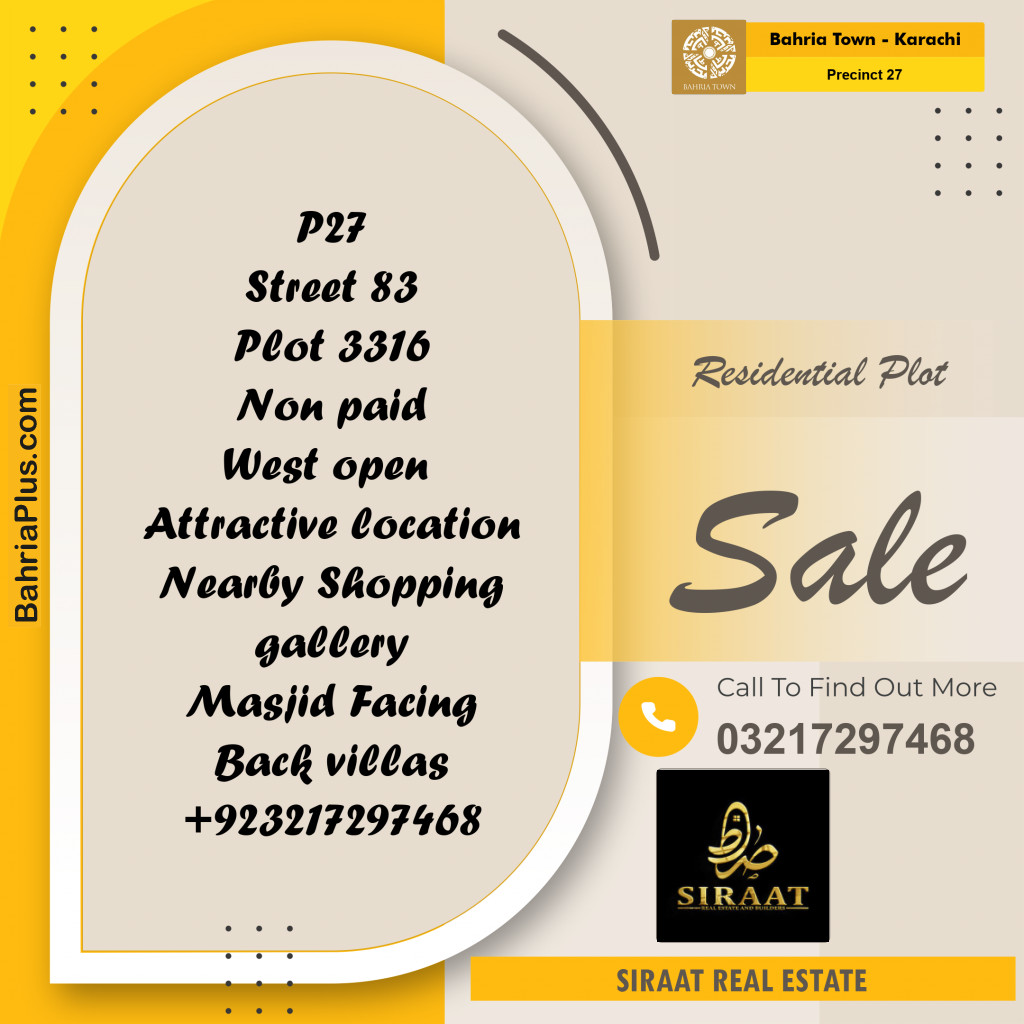 Residential Plot for Sale in Precinct 27 -  Bahria Town, Karachi - (BP-194384)