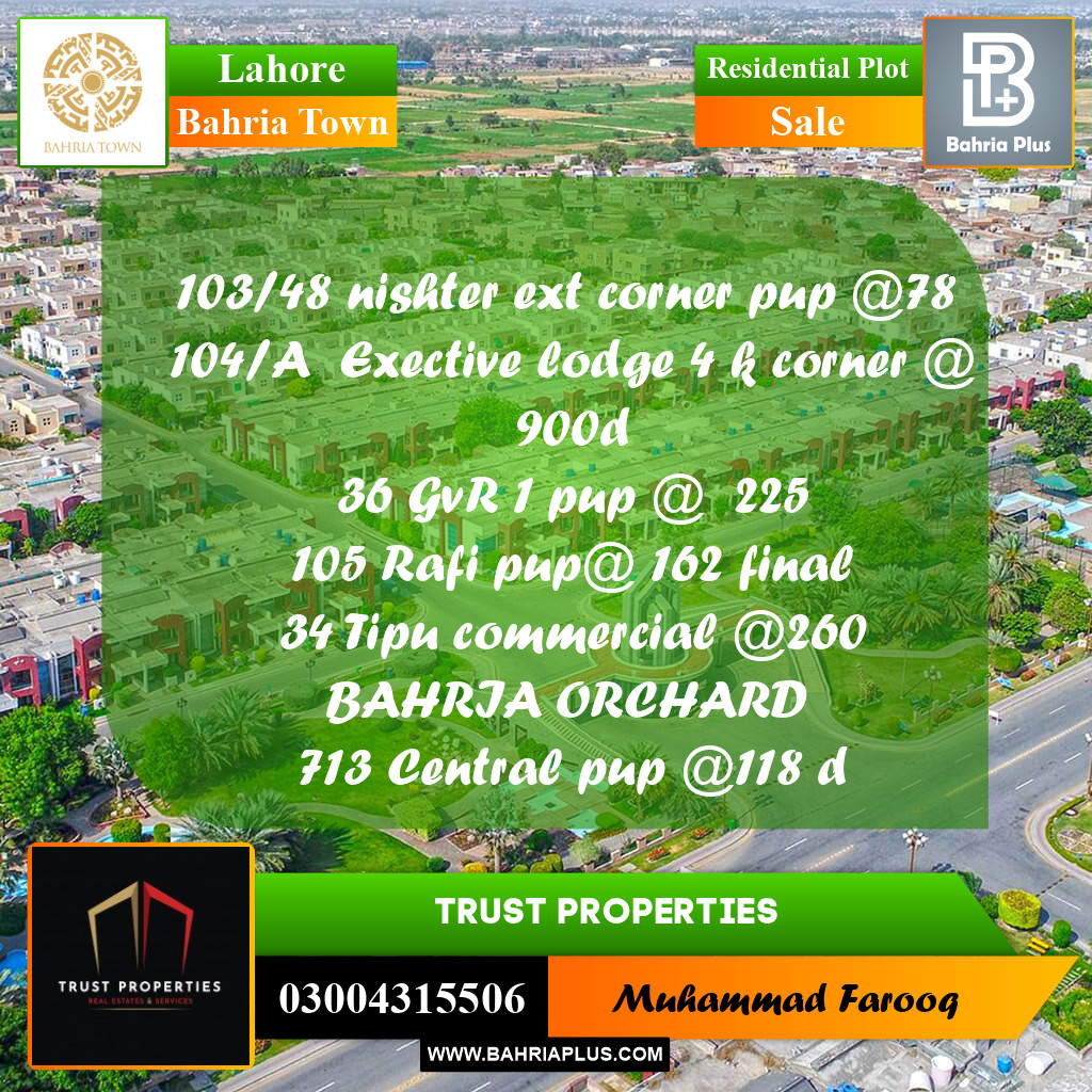 Residential Plot for Sale in Bahria Town, Lahore - (BP-194483)