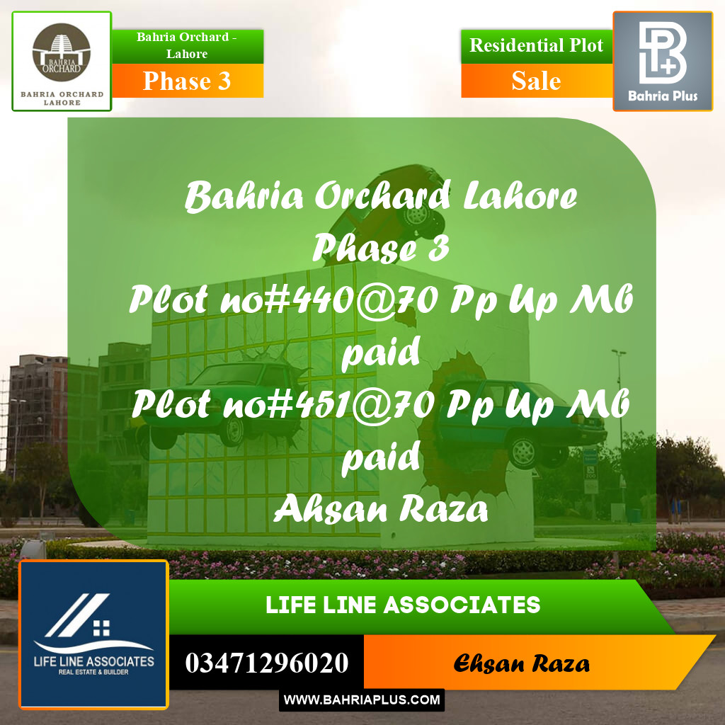 Residential Plot for Sale in Phase 3 -  Bahria Orchard, Lahore - (BP-194521)