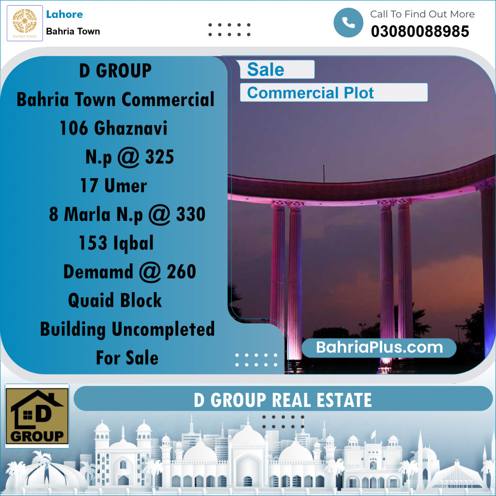 Commercial Plot for Sale in Bahria Town, Lahore - (BP-194527)