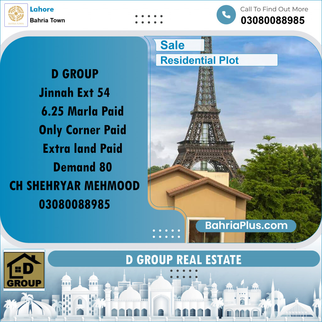 Residential Plot for Sale in Bahria Town, Lahore - (BP-194530)