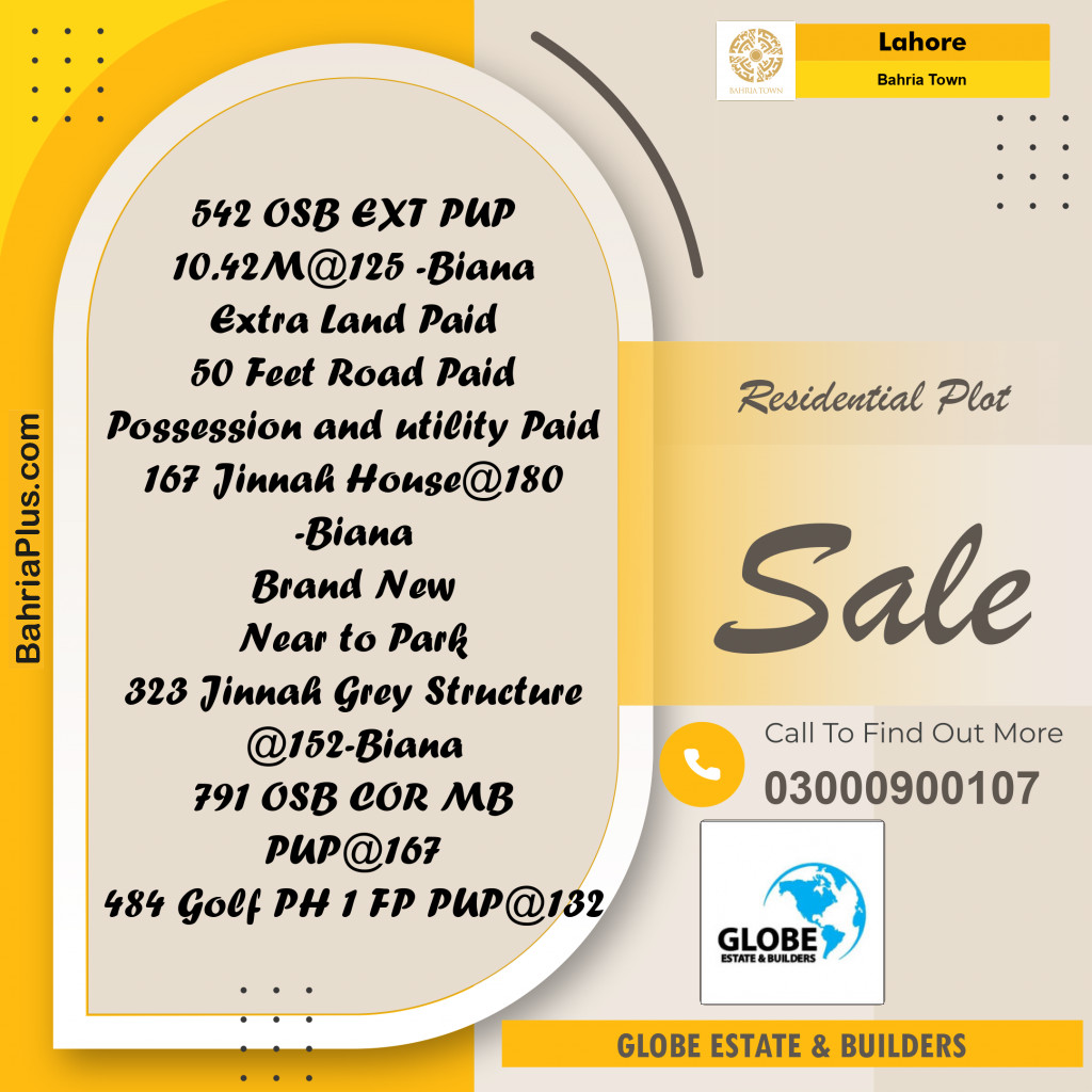 Residential Plot for Sale in Bahria Town, Lahore - (BP-194535)