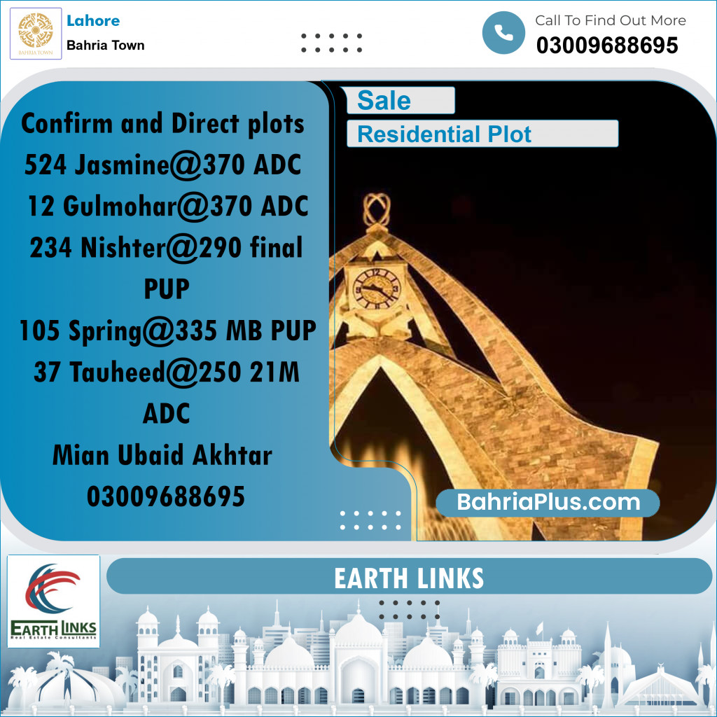 Residential Plot for Sale in Bahria Town, Lahore - (BP-194570)