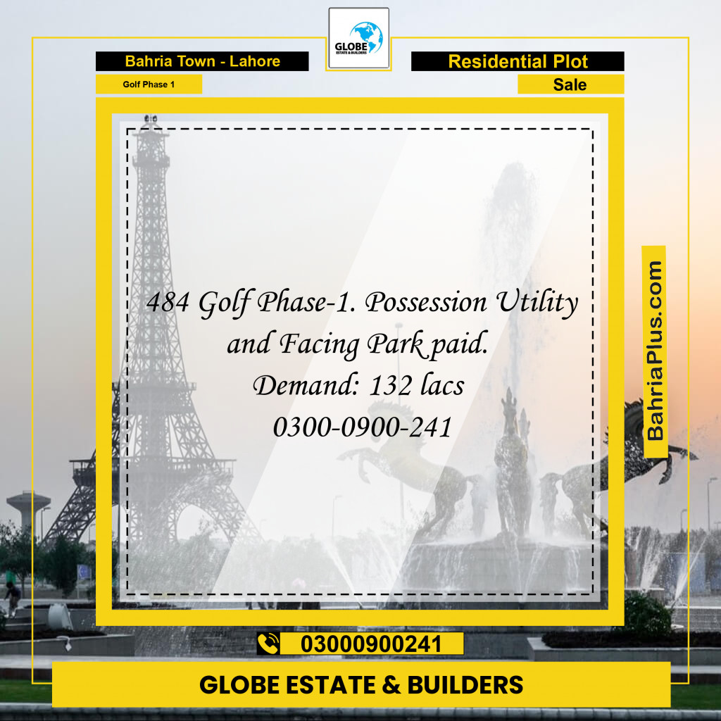 Residential Plot for Sale in Golf Phase 1 -  Bahria Town, Lahore - (BP-194608)