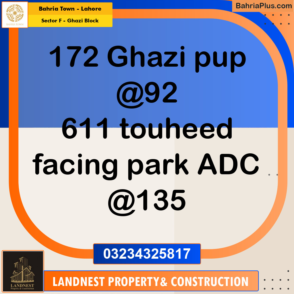 Residential Plot for Sale in Sector F - Ghazi Block -  Bahria Town, Lahore - (BP-194624)