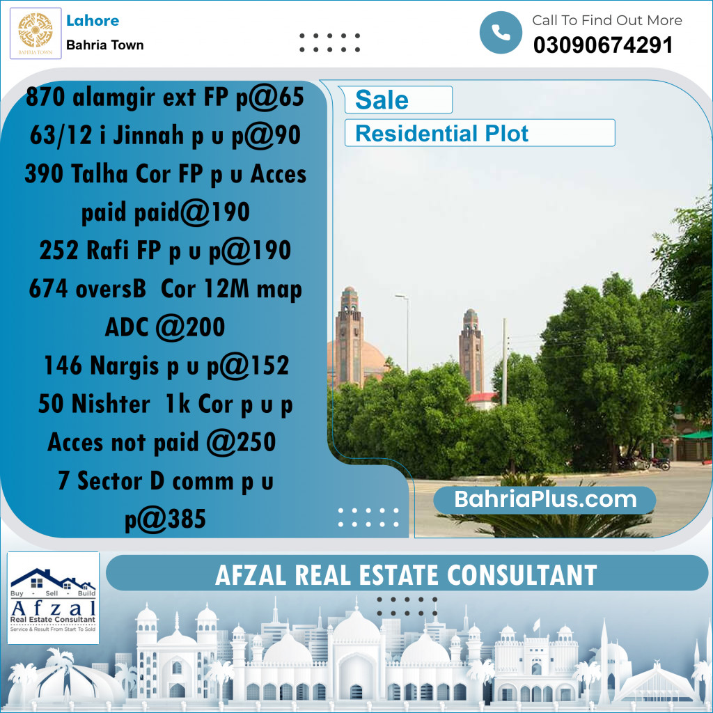 Residential Plot for Sale in Bahria Town, Lahore - (BP-194633)