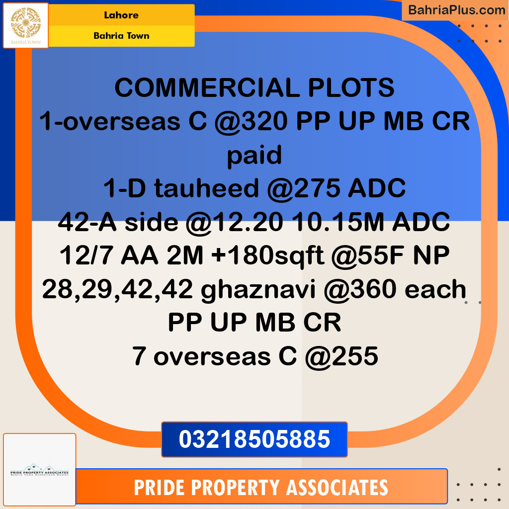Commercial Plot for Sale in Bahria Town, Lahore - (BP-194647)
